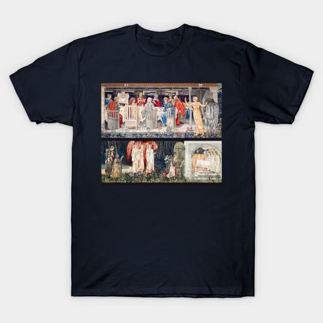 Quest for the Holy Grail,Knights of the Round Table ,Strange Damsel,Vision of the Angels to Galahad,Bors and Perceval T-Shirt by BulganLumini